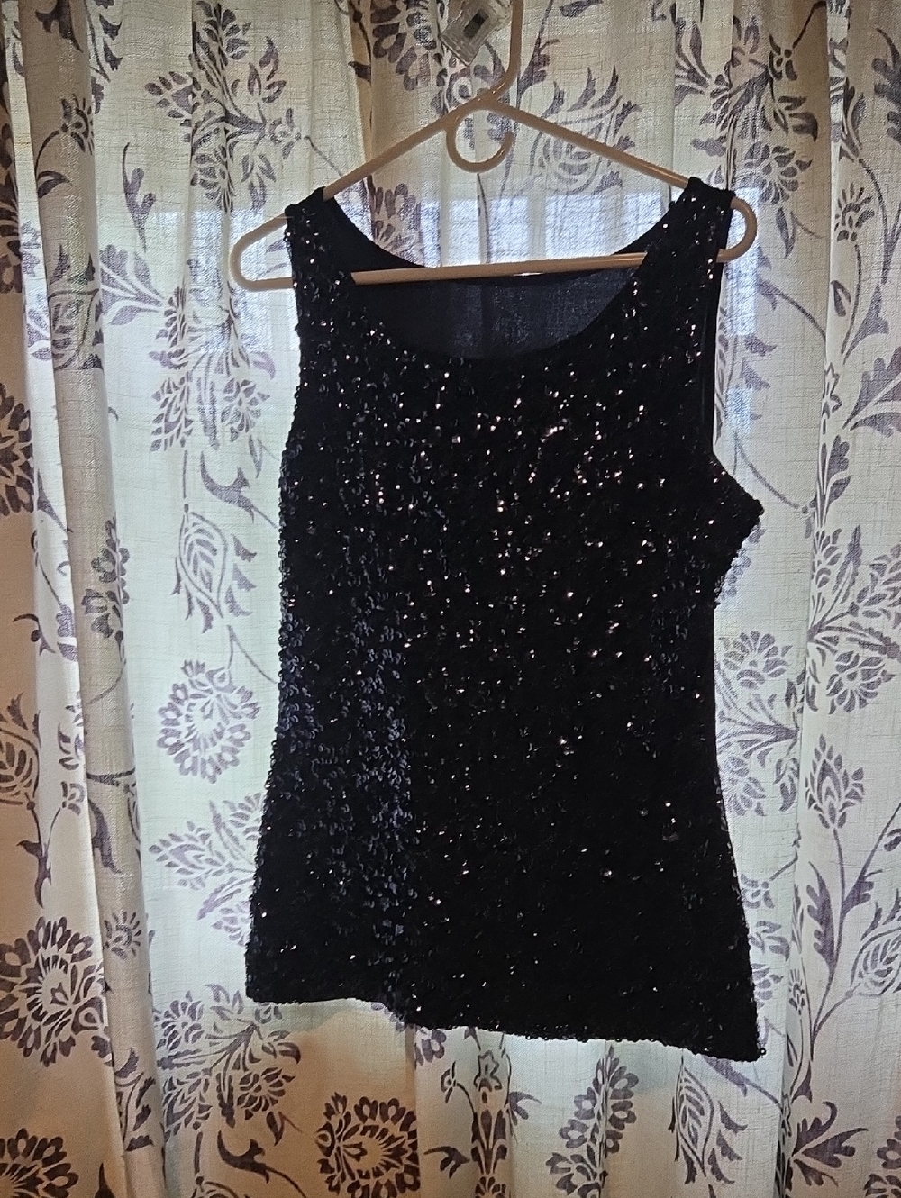 Amazon Dark Nay Blue Sequin Sleeveless Tank Top